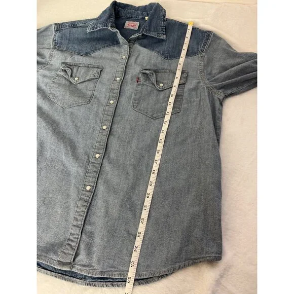 Levi's Western Shirt Dylan Jean Oversized Pearl-Snap Women Sz M - Picture 7 of 7